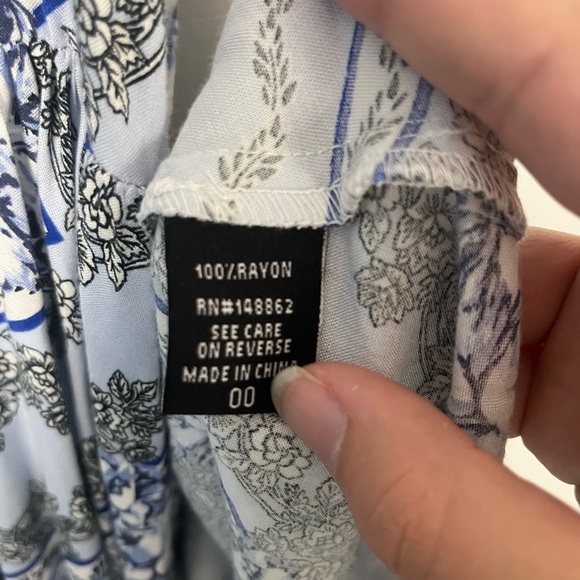 New torrid blue/white Midi Challis High Neck Dress size 00 - Picture 8 of 10